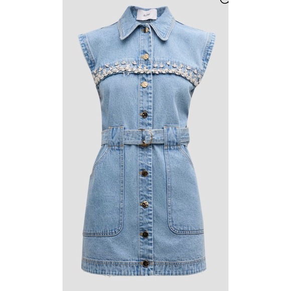 Acler Dresses & Skirts - ACLER‎ Sleeveless Denim Dress Embellished Belted Shirt Dress Mini